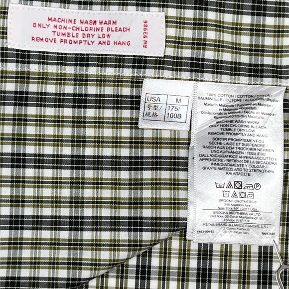 Brooks Brothers Casual Shirt Non-Iron 346 Green Plaid Long-Sleeve Button-Down - Picture 5 of 11